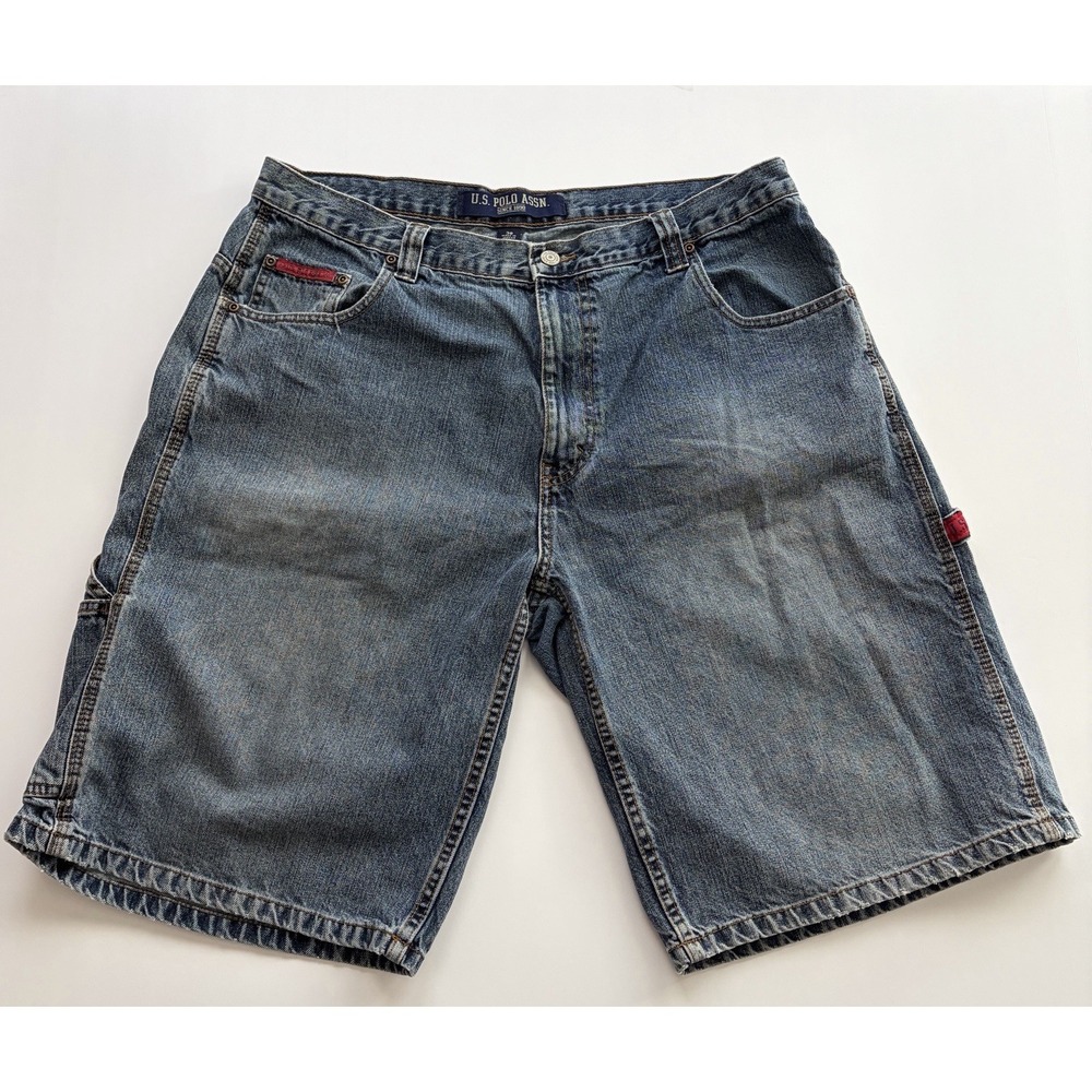 Vintage Y2K US POLO ASSN Denim Jean Shorts Mens 38 Baggy Carpenter Retro Jorts